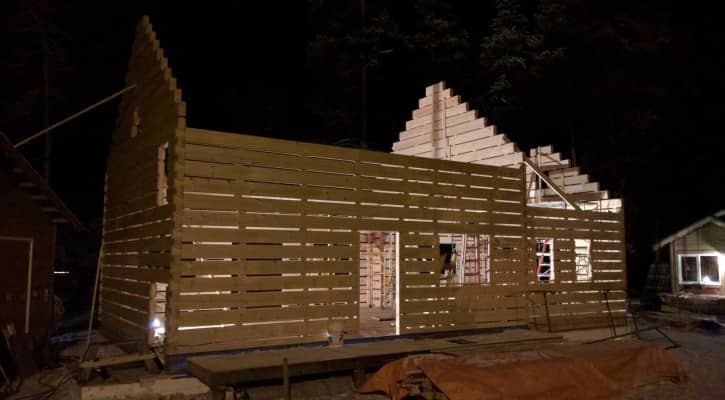 The Bonhomme Cabin under construction 